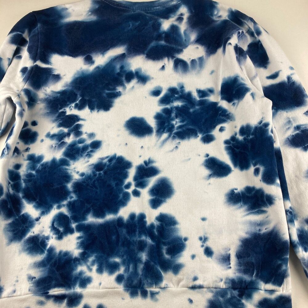 True Religion Sweatshirt Mens L Blue White Tie Dye Buddha Graphic Crewneck - Picture 6 of 10